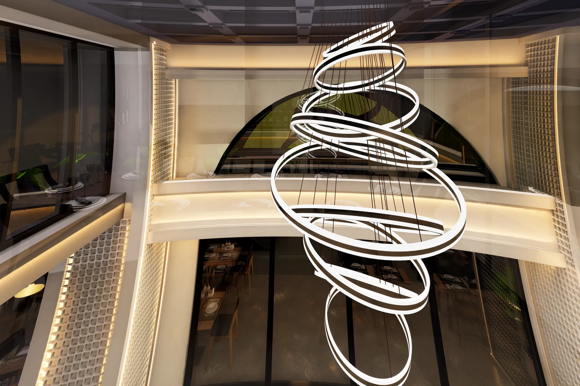 Şaban Usta Restoran spiral avize detay