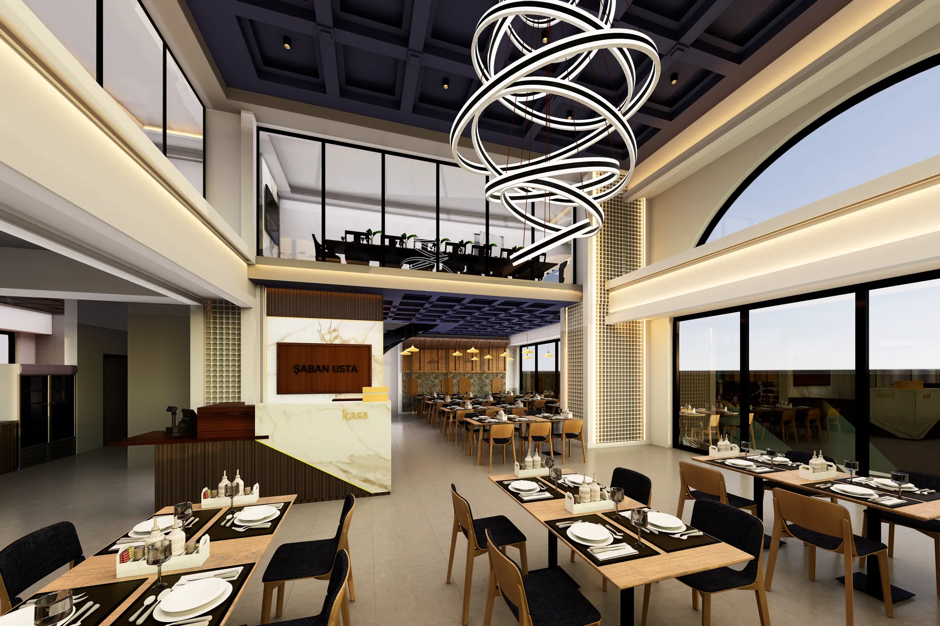 Şaban Usta Restoran çift yükseklikli ana salon