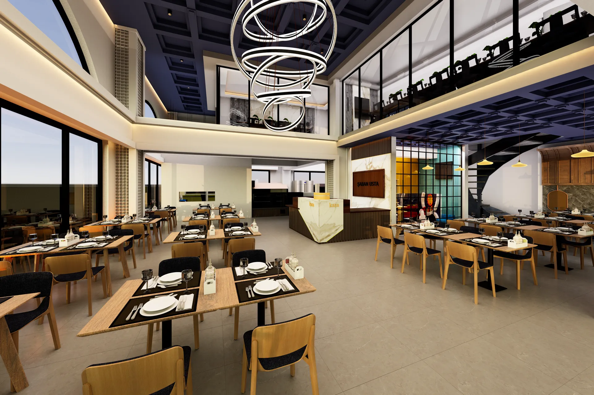 Şaban Usta Restoran lacivert kaset tavan